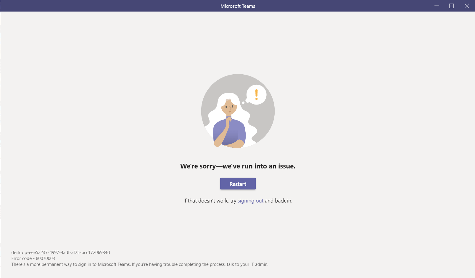 Unable to sign in MS Teams via Desktop Apps - Microsoft Q&A