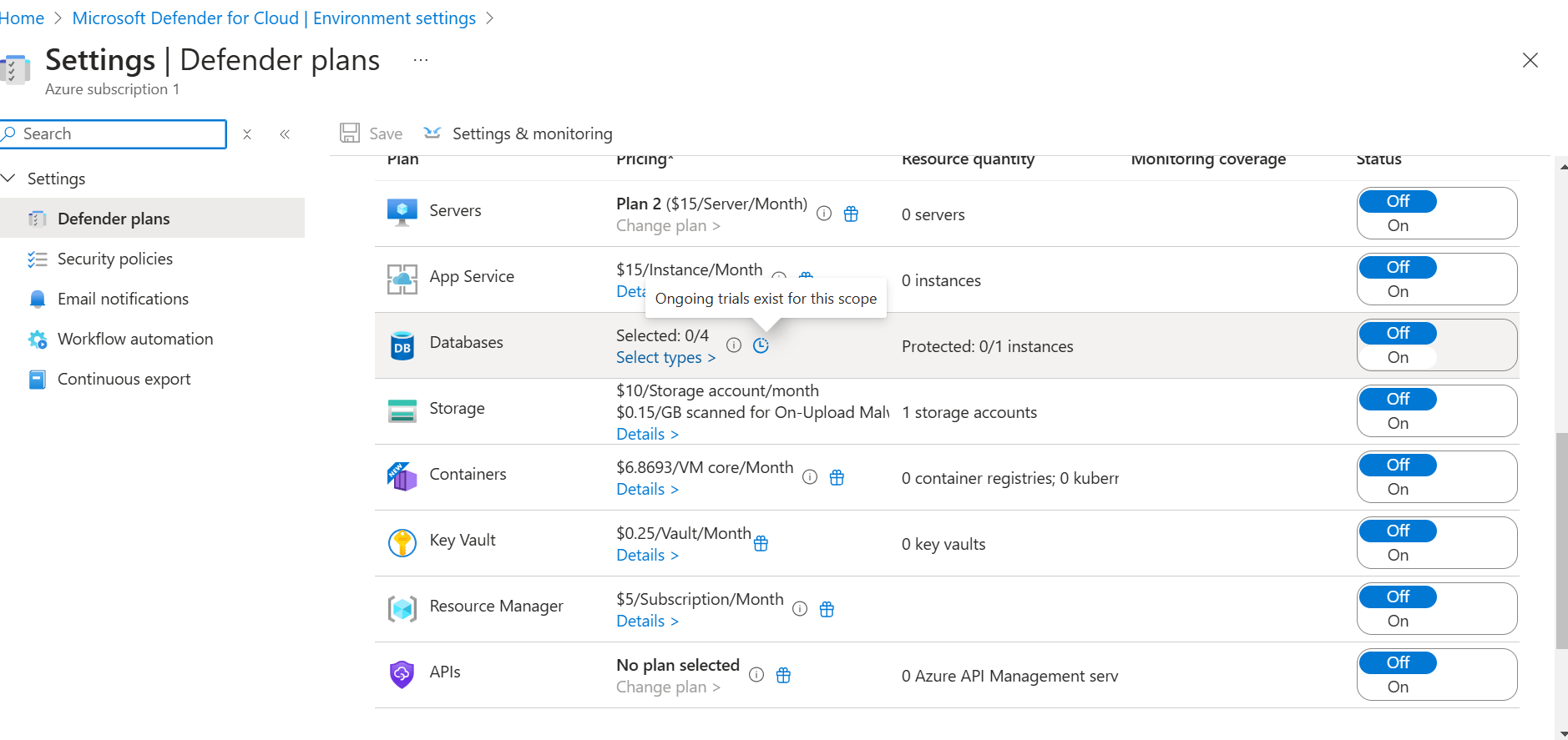Unable to Disable Active Trial for Microsoft Defender for SQL in Azure ...