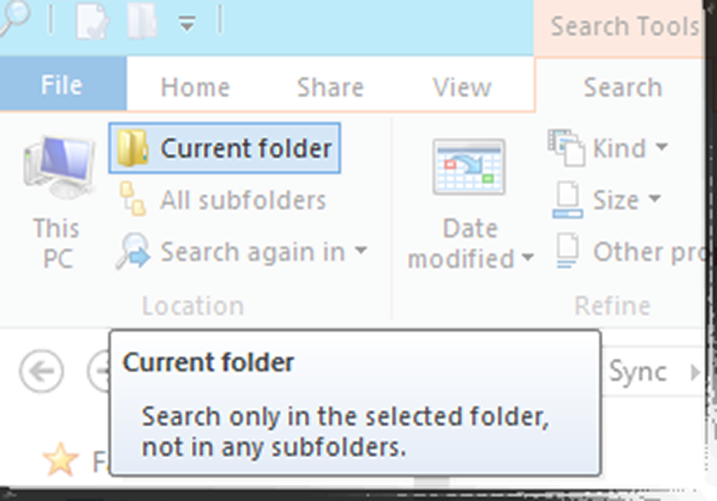 how do I only search current folder in windows 8 - Microsoft Q&A