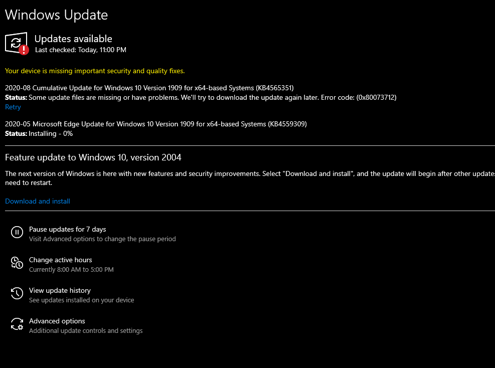 I can't update, reset or reinstall windows 10 on my pc - Microsoft Q&A