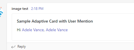 Mention in Adaptive card not working with email - Microsoft Q&A
