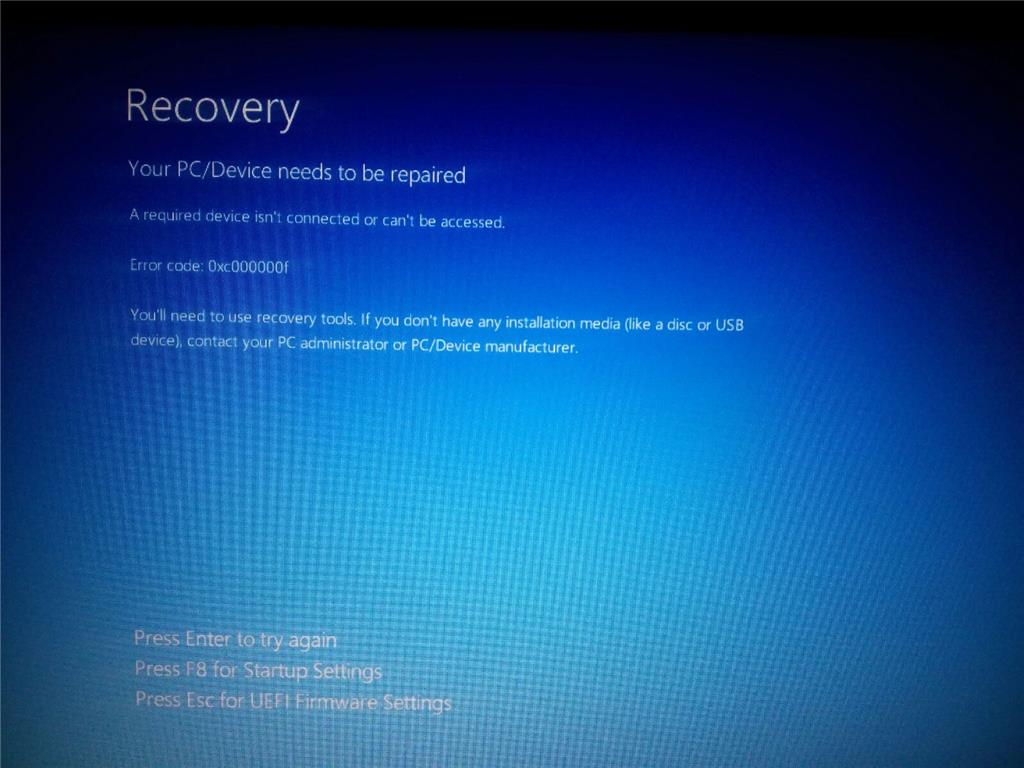 Error code 0xc000000f win 8.1 - Microsoft Q&A