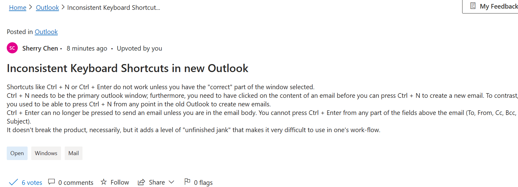 Inconsistent Keyboard Shortcuts - Microsoft Q&A
