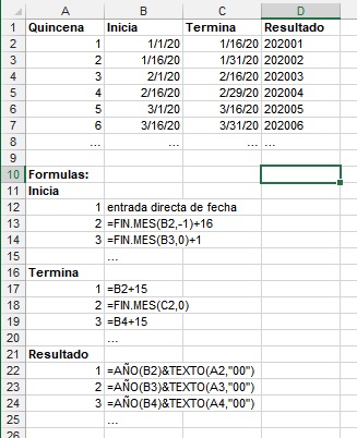 FORMULA PARA CALCULAR QUINCENAS - Microsoft Q&A