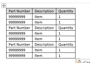 Inserting quick parts into a table - Microsoft Q&A