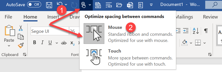 ribbon in office had change to bigger space between icons (all office ...