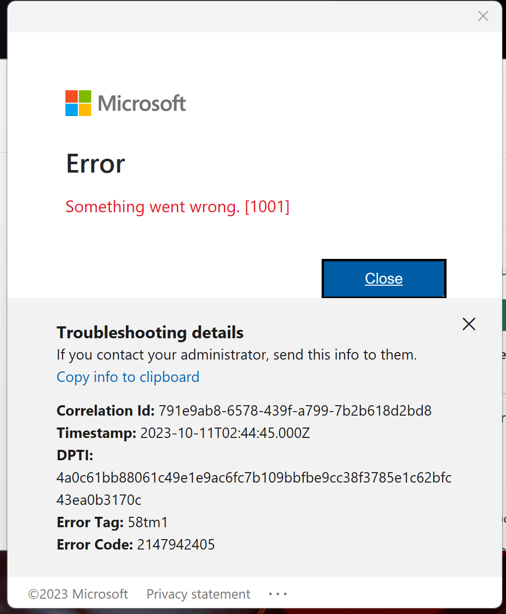 Hi I keep getting an error when logging into my apps on my computer ...