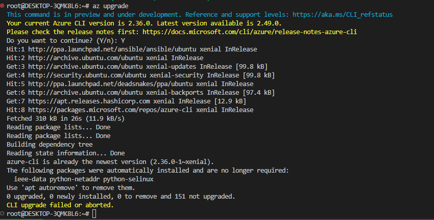 Unable to provision the azure data factory resource with az cli on my ...