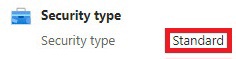 azure security type standard overview blade