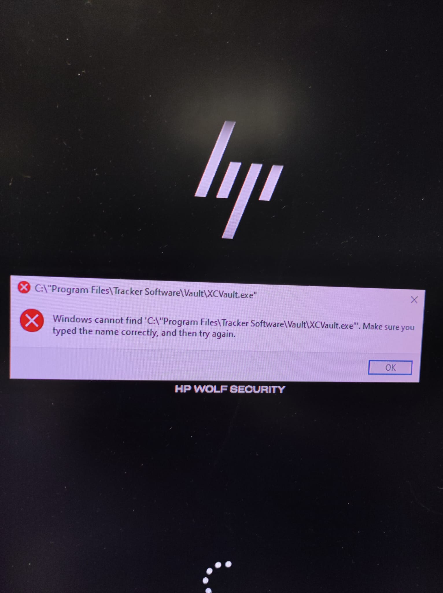 Windows cannot find exe at the BIOS page