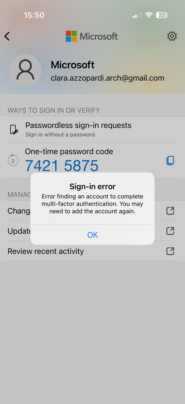 確認⸜(๑'ᵕ'๑)⸝୨୧⑅*. Sign in Error on Microsoft Authenticator app- no field to enter