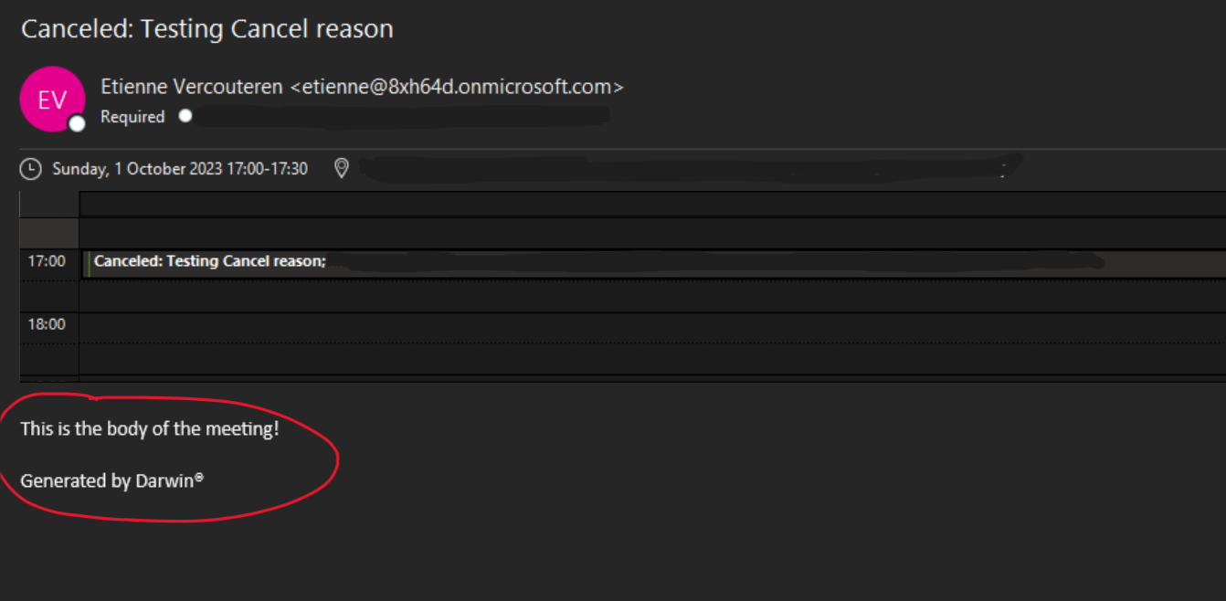 How to cancel a calendar event correctly, using a cancel reason