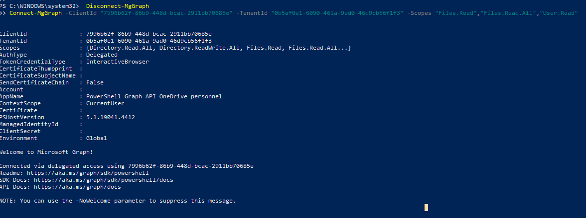 I'm trying to use the Get-MgUserDrive command in PowerShell with the ...