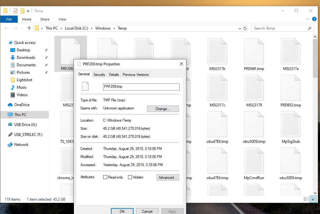The file inside the temporary folder is too large - Microsoft Q&A