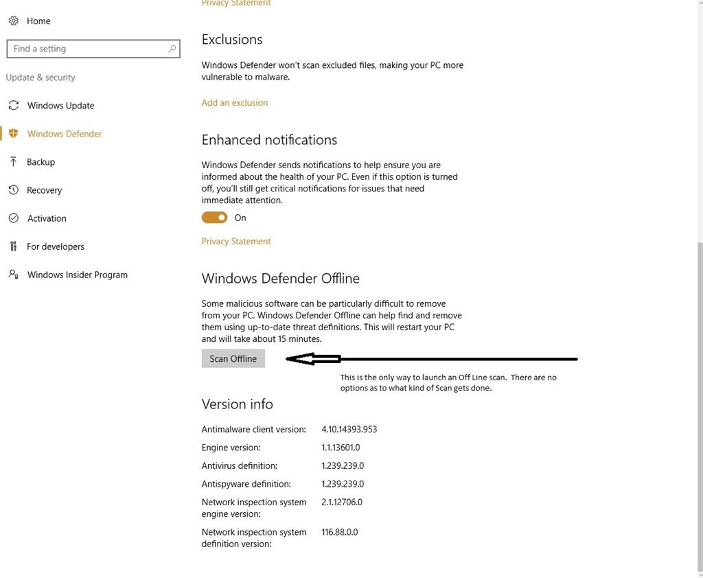Full scan in offline mode - Microsoft Q&A