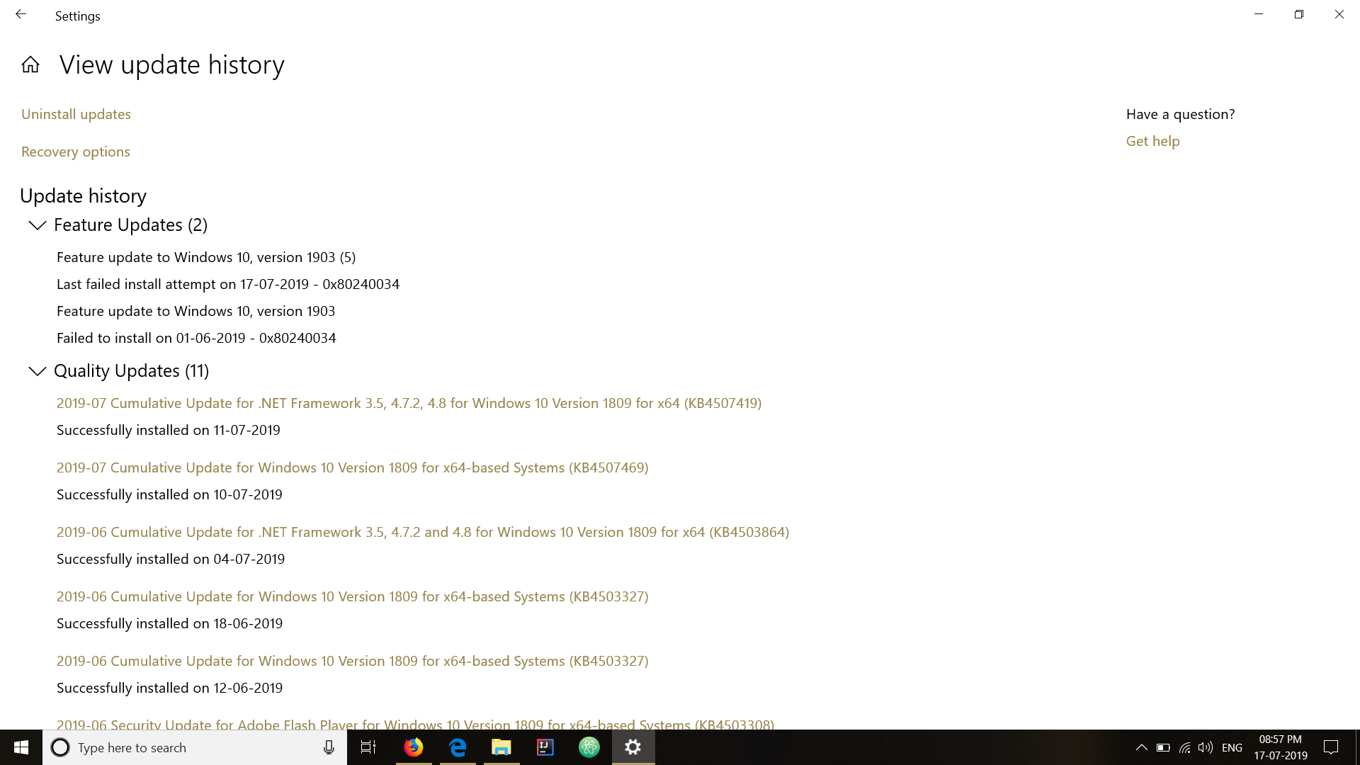 Windows Update to version 1903 keeps failing. - Microsoft Q&A
