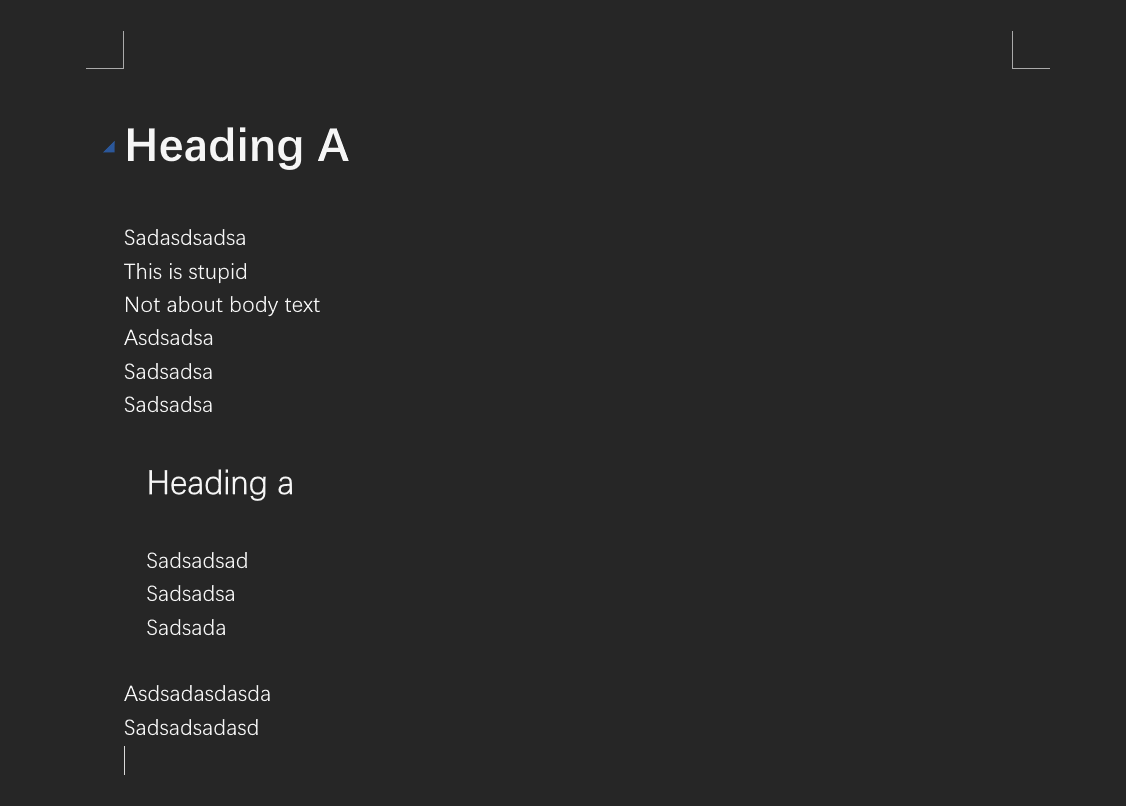 How to make text after Heading2's body text collapse with Heading1 ...