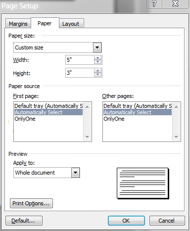 Odd problem printing custom sizes in Word - Microsoft Q&A