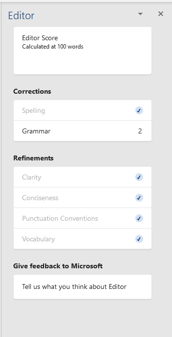 Writing Style and Similarity missing in Microsoft Editor? - Microsoft Q&A