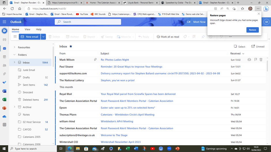 blue line on left side of inbox of hotmail and disappearing circle ...
