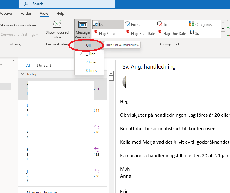 outlook 365 pc - email display - how to eliminate first line of text ...