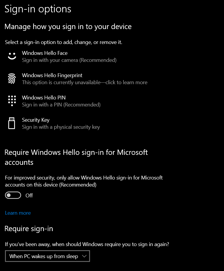 Windows 10 Password sign in option missing - Microsoft Q&A