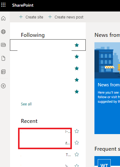 How I can add a SharePoint site as Recent - Microsoft Q&A