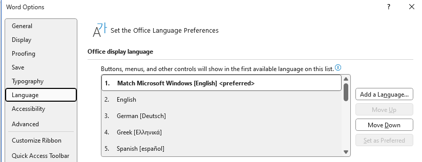 Cannot change Office 365 display language - Microsoft Q&A