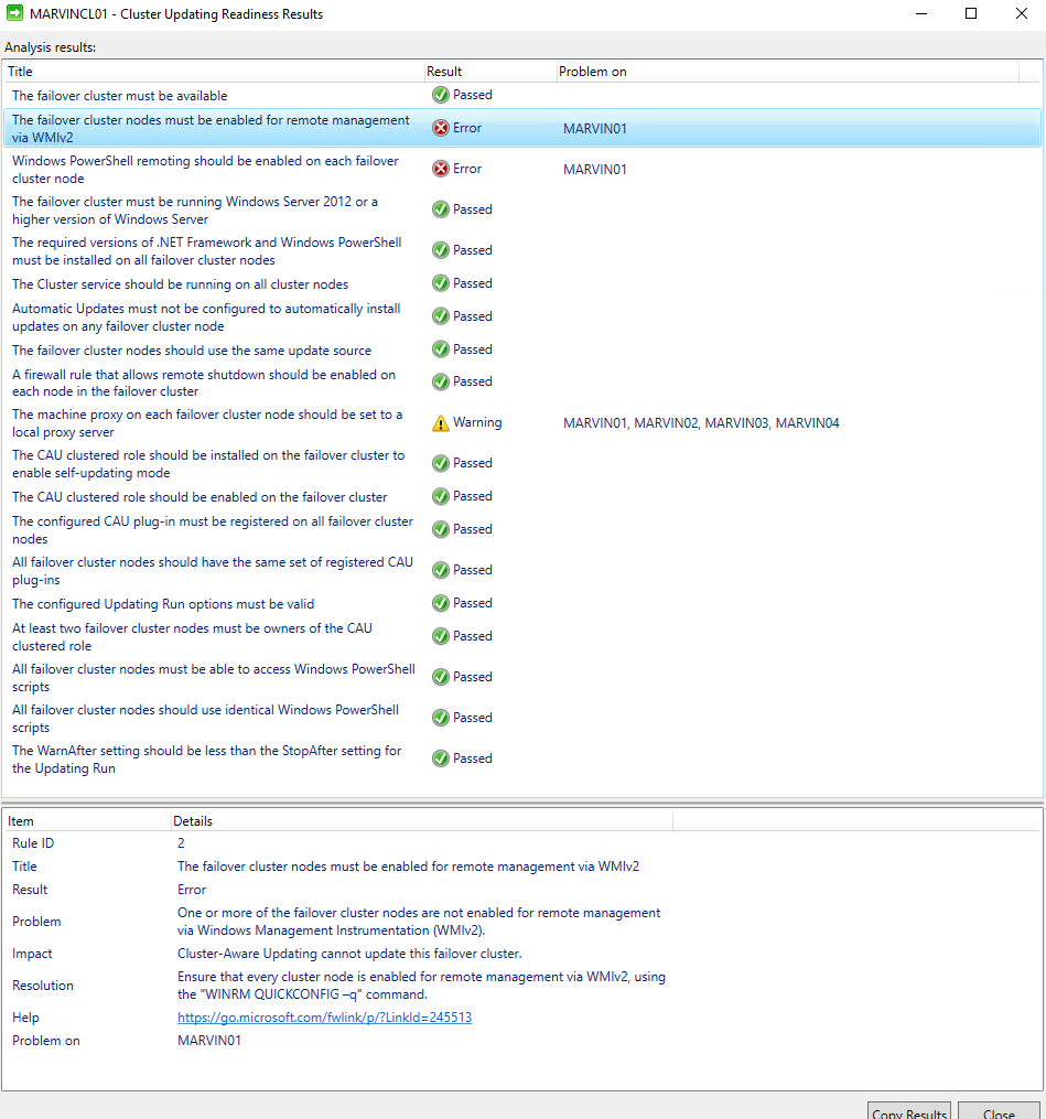 Cluster Updating Readiness