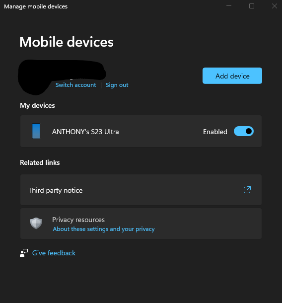 Phone link, Unable to remove old device. Phone link ver 1.25032.76.0 ...
