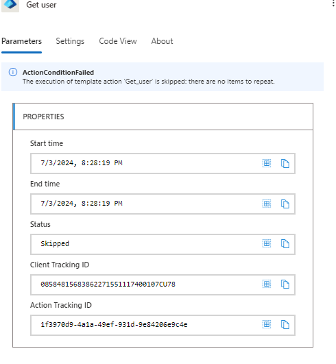 ActionConditionFailed The execution of template action 'Get_user' is ...