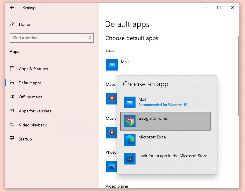 Windows default app settings don't show browsers for email - Microsoft Q&A
