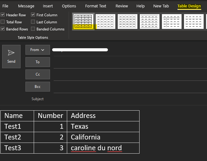 Issue in outlook while formating table - Microsoft Q&A