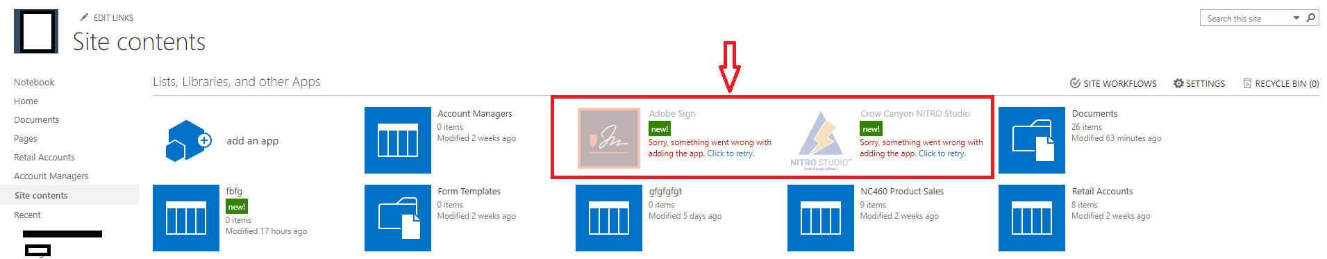 SharePoint Online: Apps not installing - "Sorry, something went wrong ...