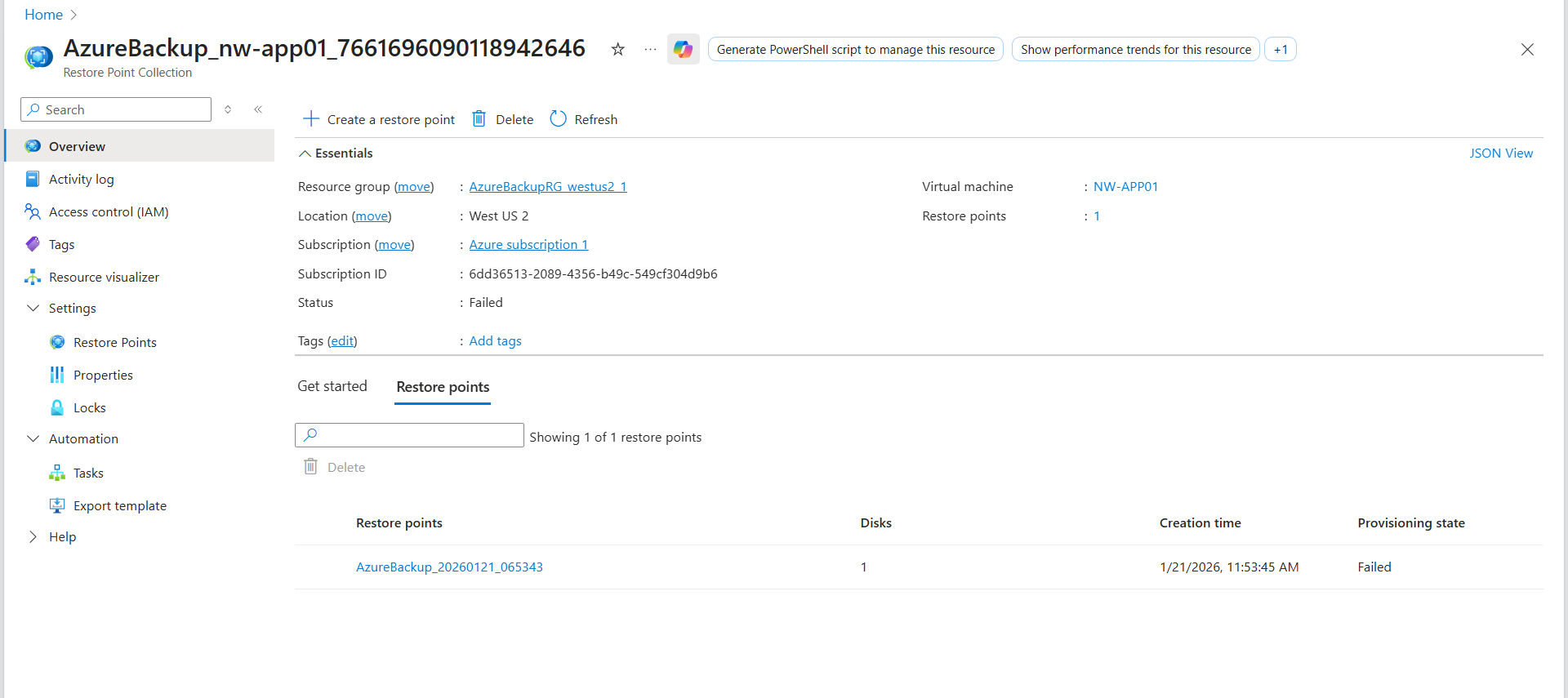 Technical Issue deleting the resource restore endpoint - Microsoft Q&A