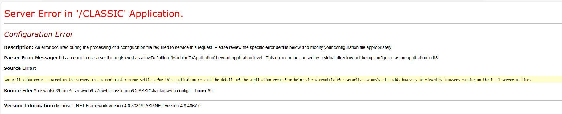 error after backup and restore