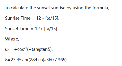sunset and sunrise times auto generated by date - Microsoft Q&A