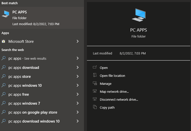 Files typed in on the windows search bar open to This PC, instead of ...