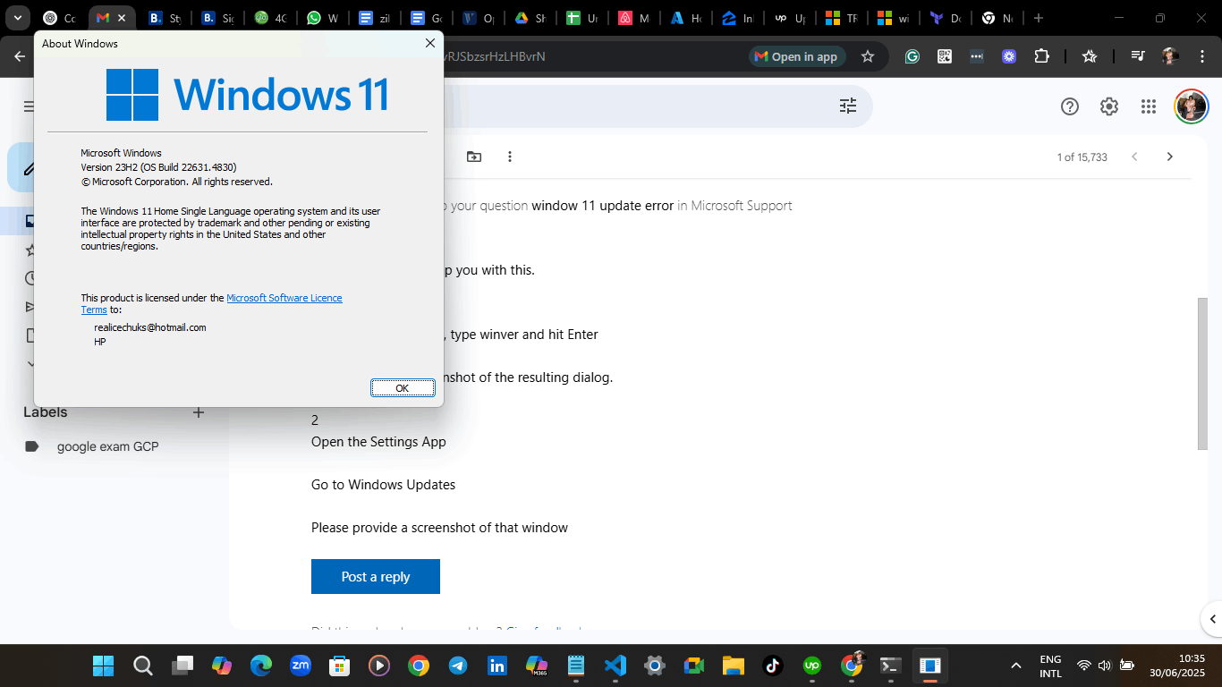 window 11 update error - Microsoft Q&A
