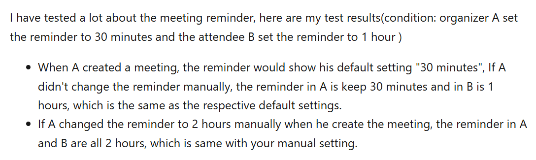 set specific time for incoming meeting reminder - Microsoft Q&A