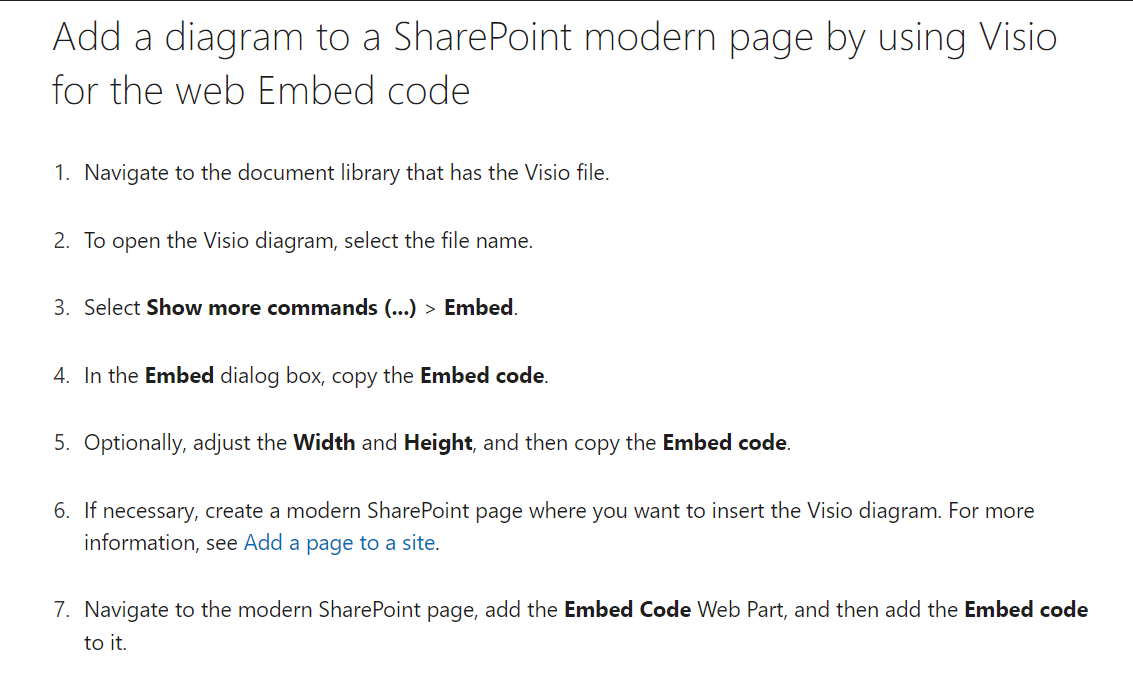 How do I create a Sharepoint page showing a clear flowchart/diagram ...