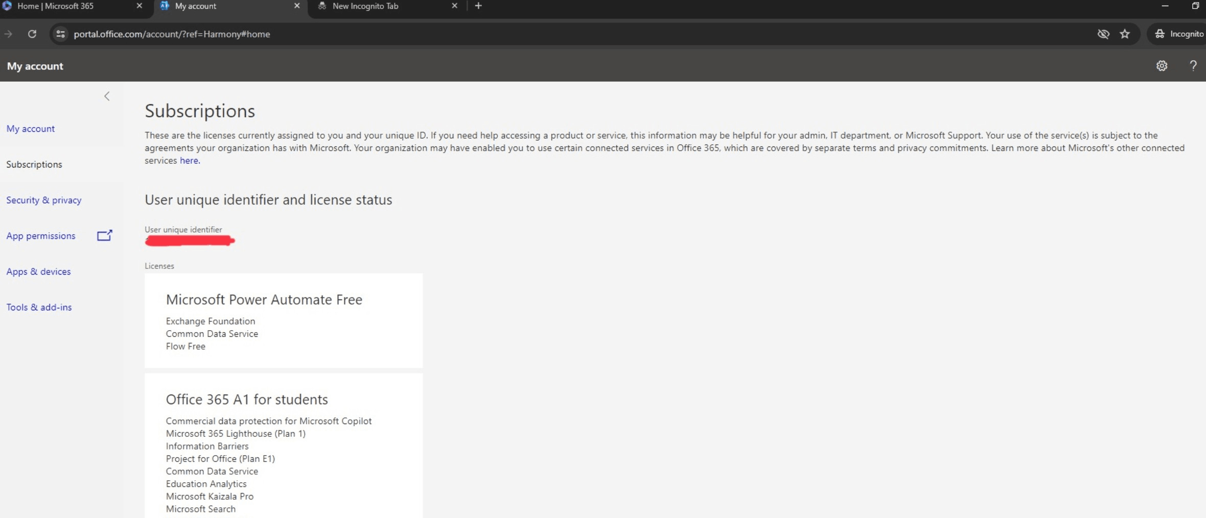 How can I view my Microsoft Office 365 unique identifier and license ...