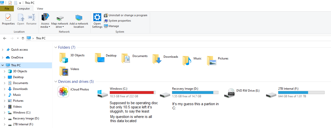 I can't find 115GB of Data - Microsoft Q&A