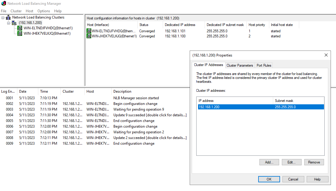 Not sure if 2-member NLB is set up properly. Don't see any nlb cluster ...