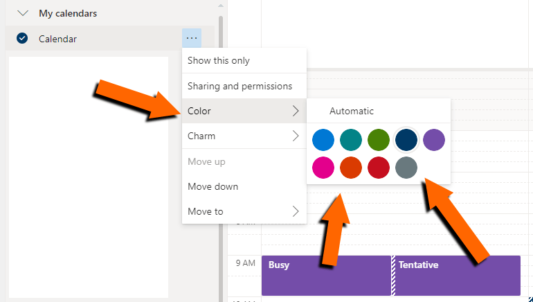 Don't have the 'custom color' option when changing colors of a Calendar ...