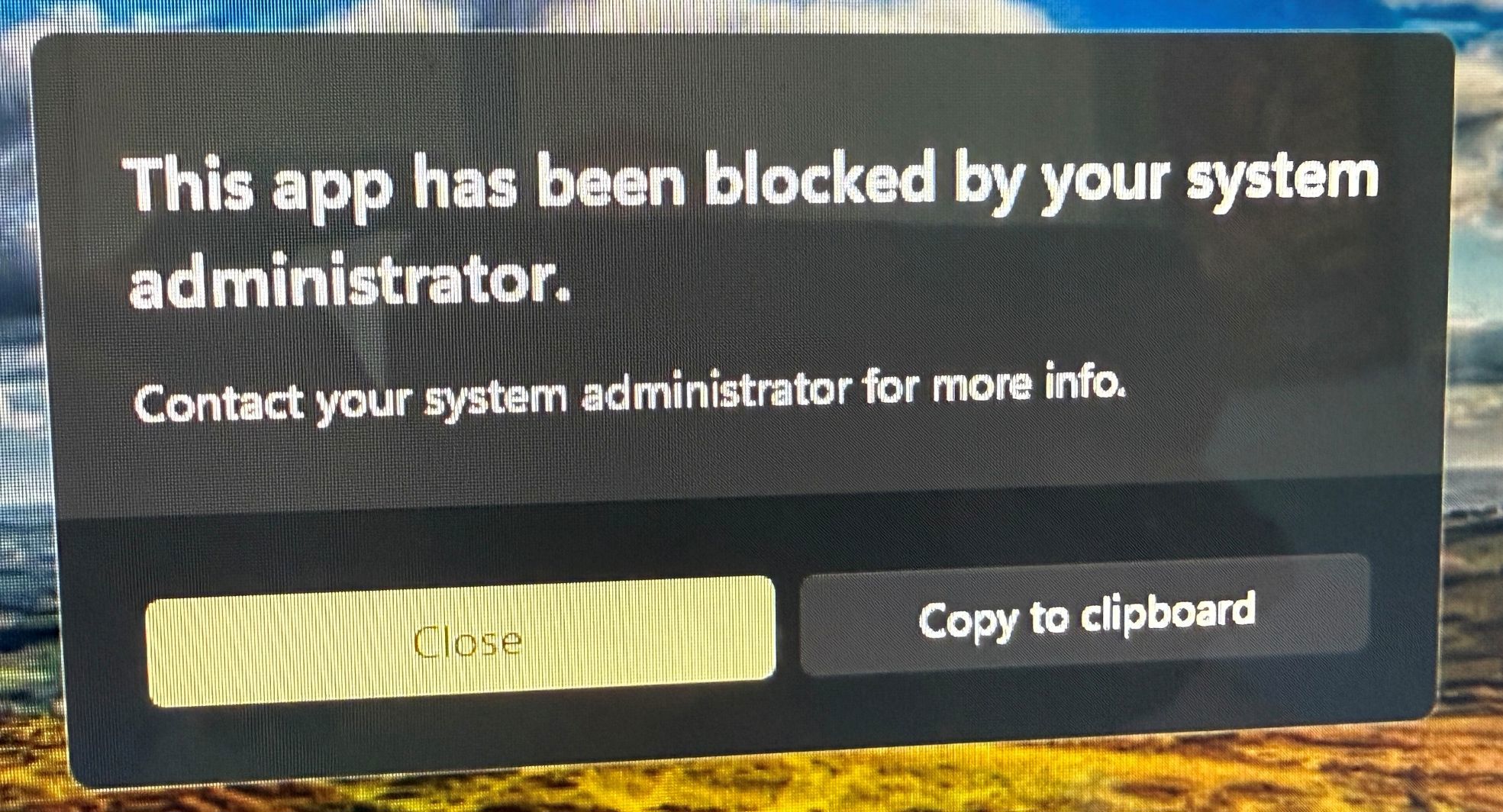 Error screenshot