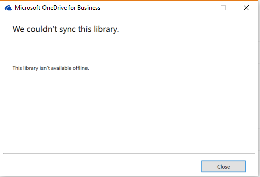 ODfB - We couldn't sync this library. This library is not available ...