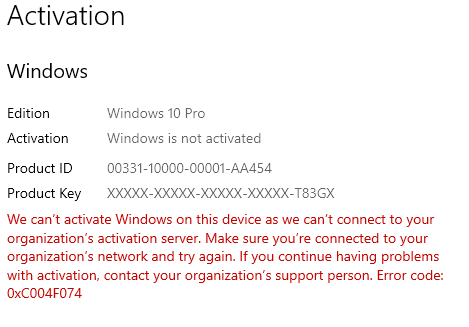 Activation issue Windows 10 - Microsoft Q&A