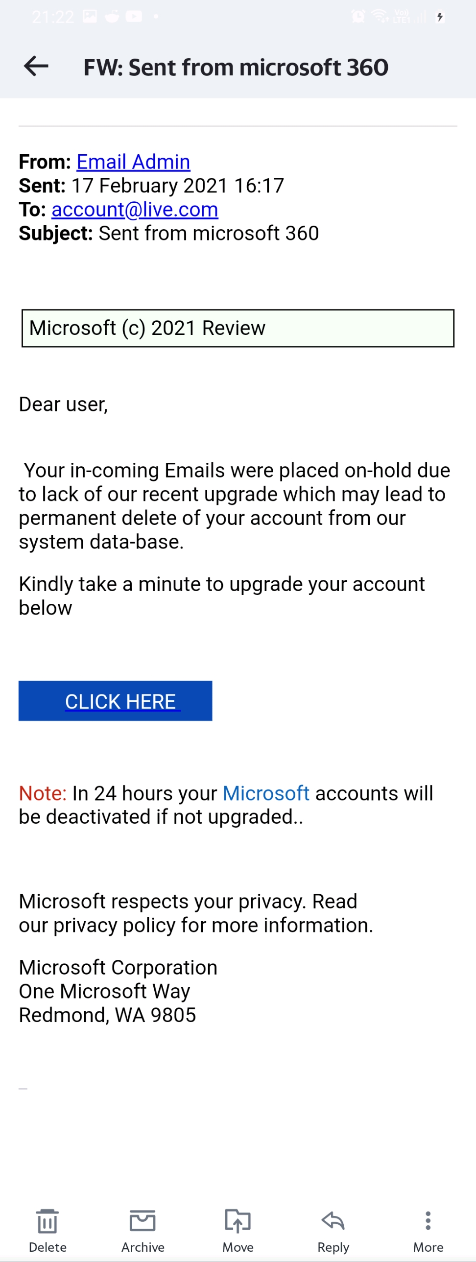 Is this email genuine or a phishing scam? - Microsoft Q&A