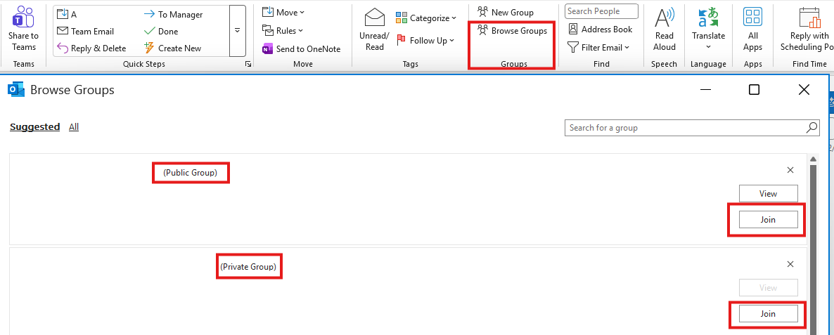how to join a a group through outlook emails - Microsoft Q&A